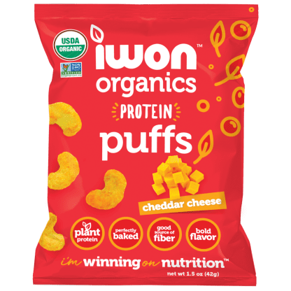 Iwon Organics Protein Puffs Cheddar Cheese - 42 g, 1.5oz