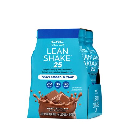 4 Pack GNC total lean lean shake 25 swiss Chocolate RTD 14 fl oz, 414ml.