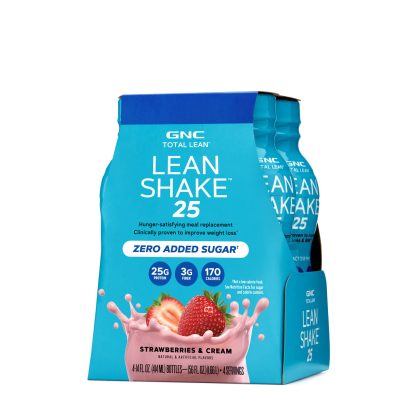 4 Pack GNC total lean lean shake 25 strawberries & cream RTD 14 fl oz, 414ml.