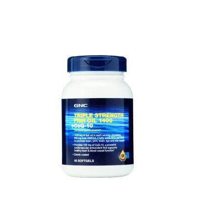 GNC Triple Strength Fish Omega Oil + CoQ-10 - 60 cápsulas.