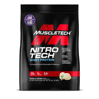 MuscleTech Nitro Tech vanilla Ice cream 10lb, 102 servings