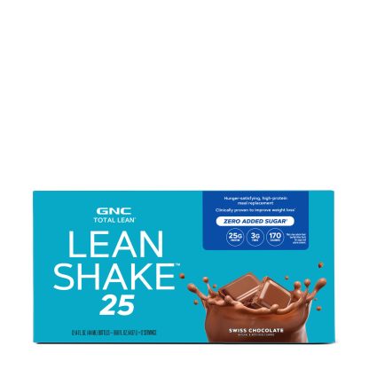 12 Pack GNC TOTAL LEAN® Lean Shake ™ 25 Swiss Chocolate RTD - 14 fl oz, 414 ML.