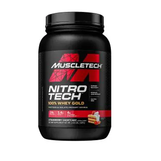MuscleTech Nitro Tech 100% Whey Gold Strawberry Shortcake 2lb, 28 servidas.