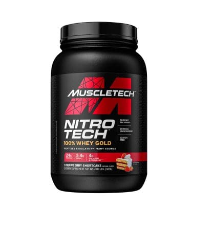 MuscleTech Nitro Tech 100% Whey Gold Strawberry Shortcake 2lb, 28 servidas.