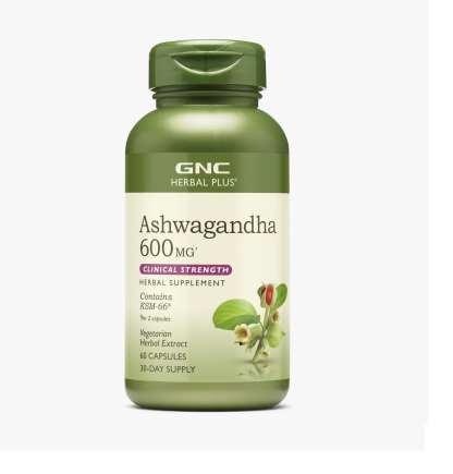 GNC Herbal Plus Ashwagandha 600mg 60 capsules.