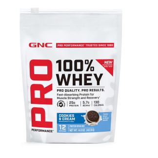 GNC Pro Performance 100% Whey Cookies & Cream, 12 servings.